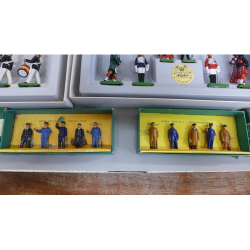 609 - Two boxed sets of Dinky Toys model miniature figures, Engineering Staff and Station Staff and two Br... 