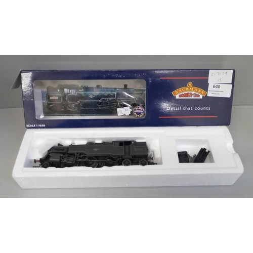 640 - A Bachmann standard class 4MT Tank BR lined black L/Crest locomotive, boxed