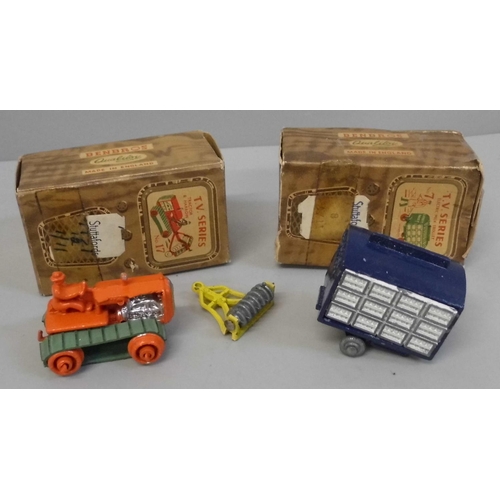 641 - Two Benbros vintage TV Series no.7 Electric Milk Trolley and No.17 Tractor and Harrow models, boxed