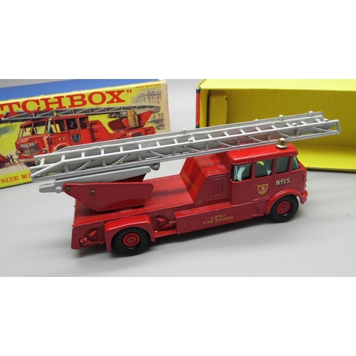 653 - A Matchbox K-15 King Size Merryweather Fire Engine, minor wear, boxed