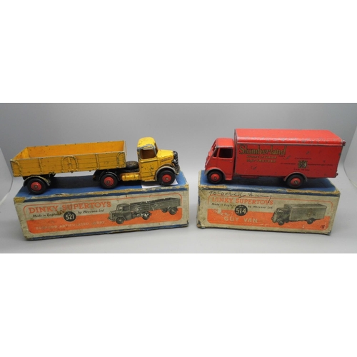 660 - Two Dinky Supertoys model vehicles:- no.514 Guy Van and no.521 Bedford Articulated Lorry, boxed