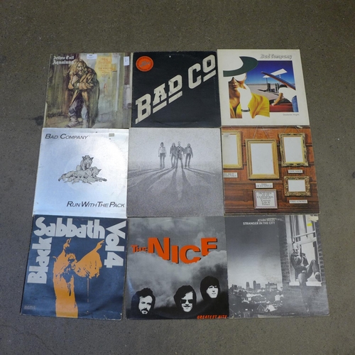 686 - Thirteen LP records; Bad Company, Jethro Tull, ELP, Black Sabbath, Alice Cooper, etc.