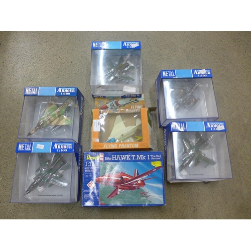 705 - A Hales Flying Phantom, a Revell Hank MK1 model kit and five Arrow Collection model aircraft