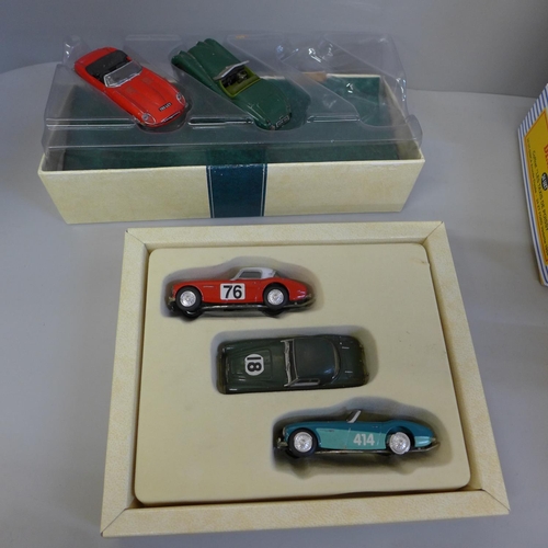 738 - Two Corgi and three Dinky model vehicle sets, mainly buses and work vehicles, boxed