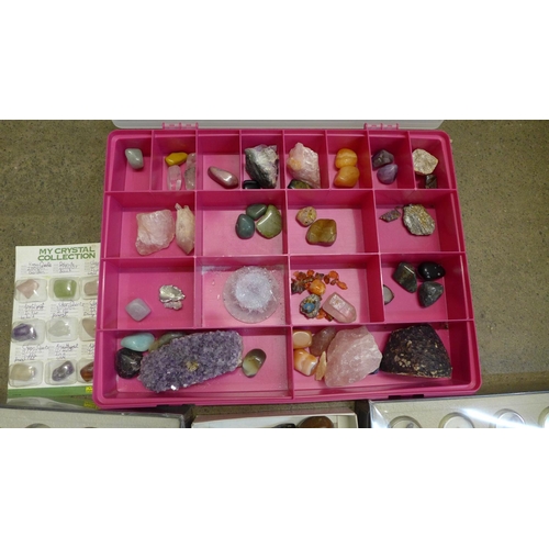 749 - A collection of mineral samples in display boxes and loose