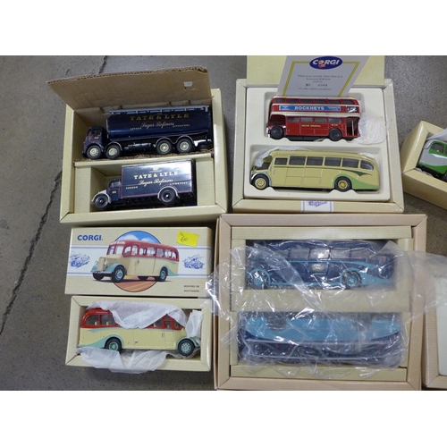 760 - Seven Corgi Commerciale bus sets, boxed