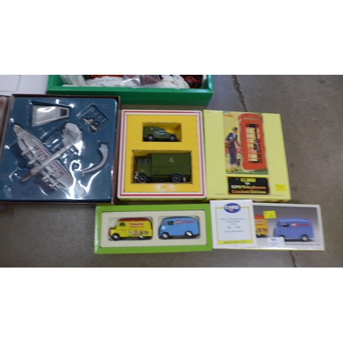 764 - Corgi Classics The Showmans Range set, a Corgi Toymaster set, a Corgi GPO telephone and a Corgi Avia... 