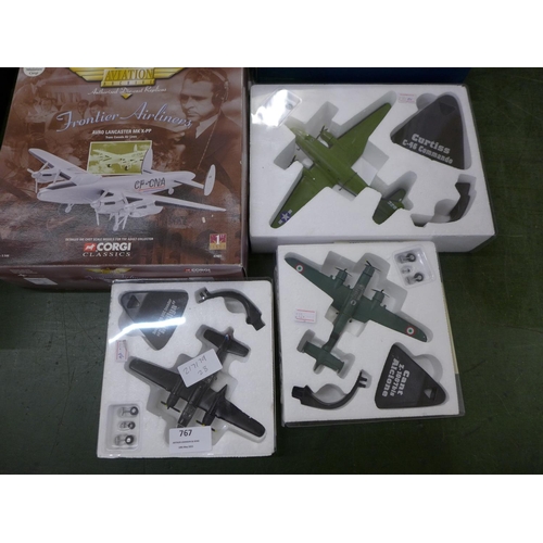 767 - A collection of six model aircraft including Corgi