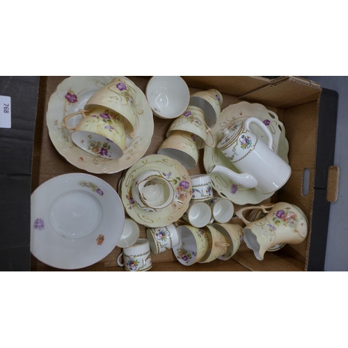 768 - Edwardian tea wares and a Cauldon china coffee set