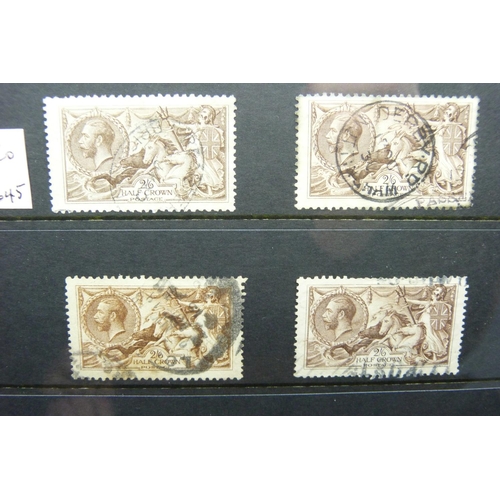 796 - Stamps:- GB seahorses, all the listed shades for Bradley Wilkinson & Co., 1918 and 1934 sets