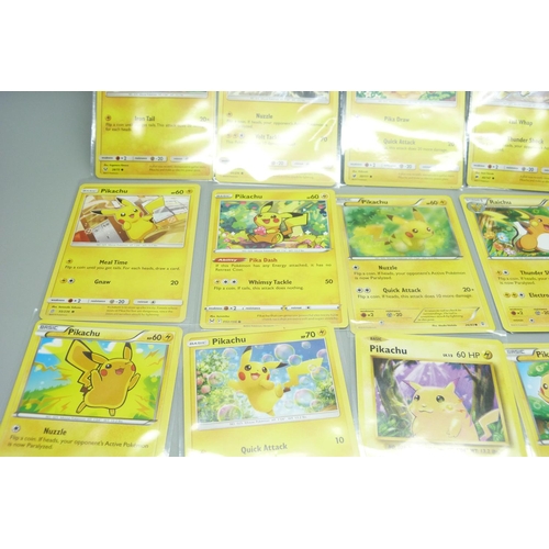 807 - Over twenty Pikachu Pokemon cards