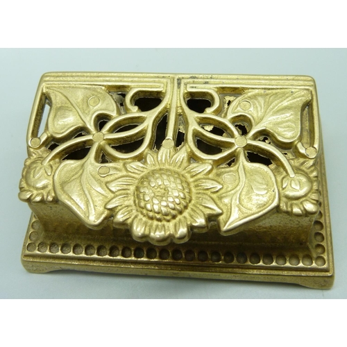 819 - An Art Nouveau style cast brass stamp box