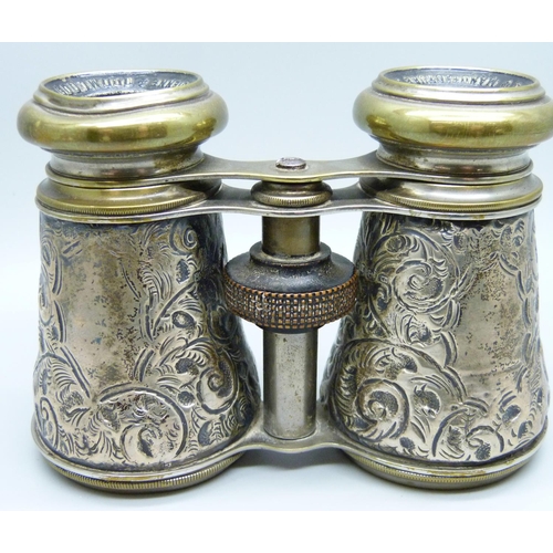 826 - A pair of late Victorian silver mounted binoculars, Birmingham 1896