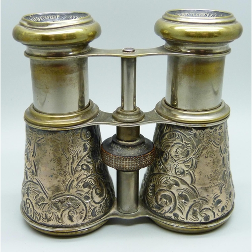 826 - A pair of late Victorian silver mounted binoculars, Birmingham 1896