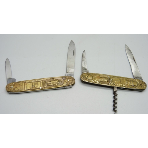 828 - Two Boer penknives, one Johan van Riebeeck, the other Kruger