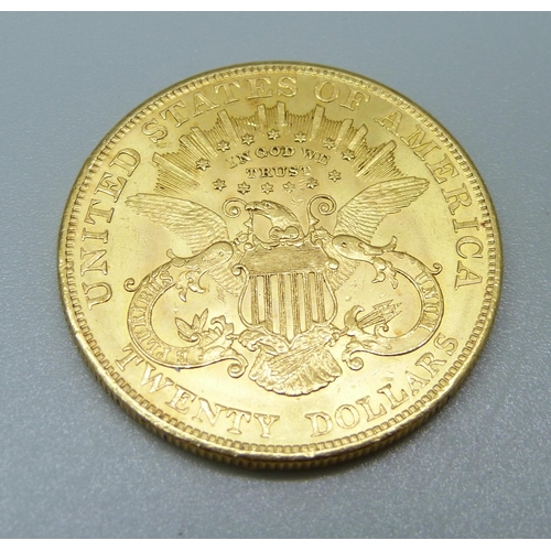 839 - A USA 1904 Liberty Twenty Dollars gold coin, 33.4g