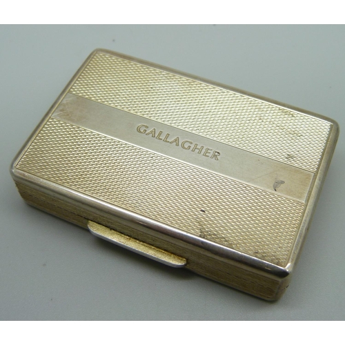 843 - A silver box/case, marked Gallagher, London 2007, 82g, 62mm wide