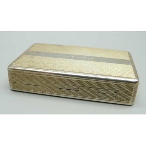 843 - A silver box/case, marked Gallagher, London 2007, 82g, 62mm wide