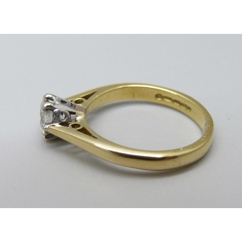 909 - An 18ct gold and diamond solitaire ring, approximately 0.55ct weight, 3.2g, J