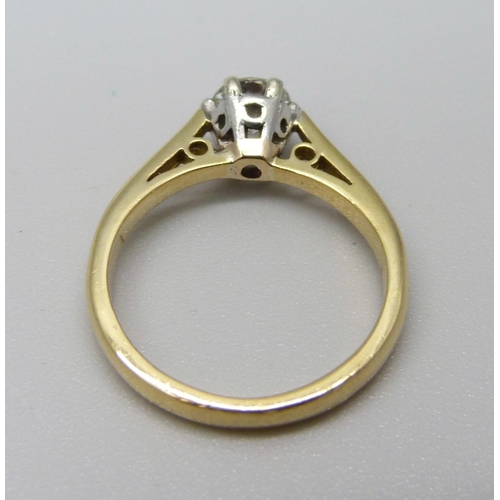 909 - An 18ct gold and diamond solitaire ring, approximately 0.55ct weight, 3.2g, J