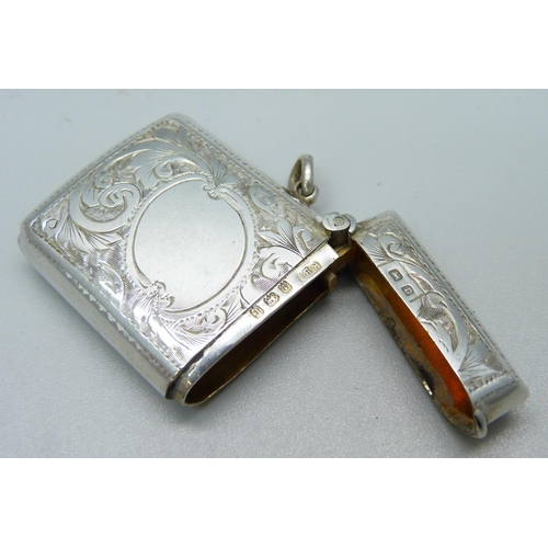 918 - A silver vesta case, Birmingham 1916