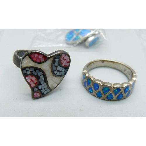 927 - Silver and synthetic opal set jewellery and other silver jewellery