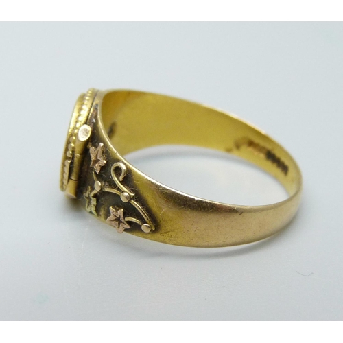 930 - An Edward VII 18ct gold and diamond ring, Birmingham 1902, 4.4g, P