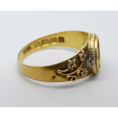 930 - An Edward VII 18ct gold and diamond ring, Birmingham 1902, 4.4g, P