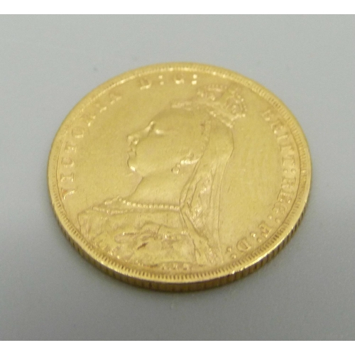 941 - A rare 1889 gold full sovereign