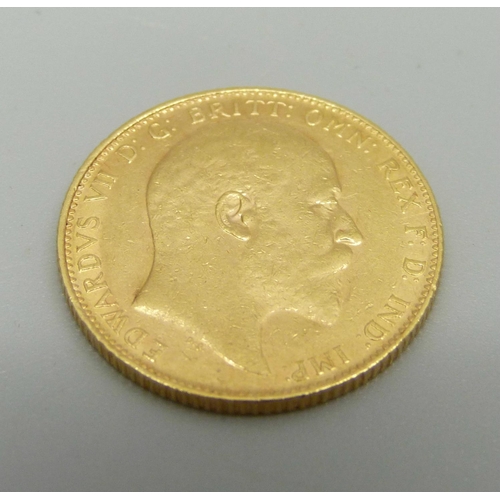 953 - A 1908 gold full sovereign