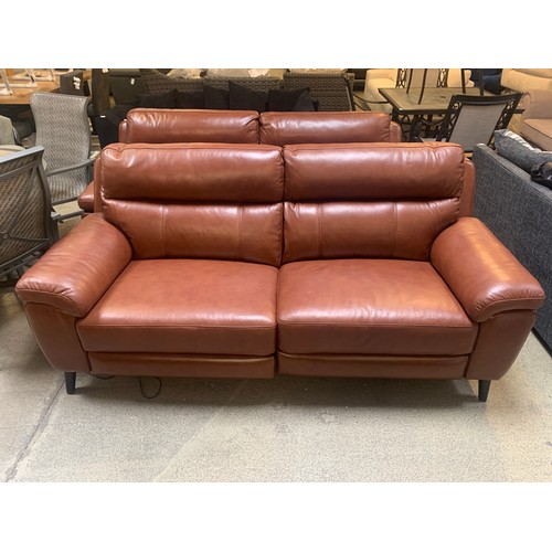 1535 - Grace Chestnut Brown Leather Large Two Seater Sofa, original RRP £891.66 + VAT (4165-30) (H 100 X W ... 