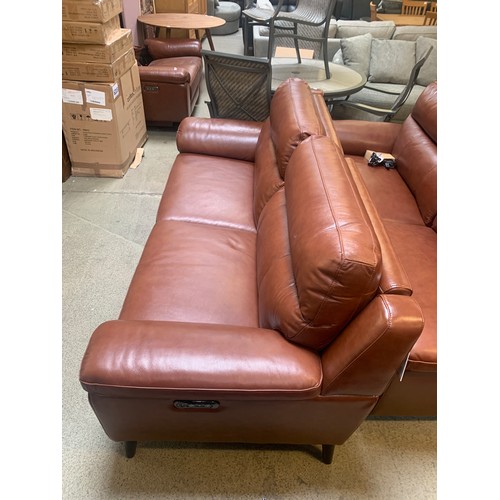 1535 - Grace Chestnut Brown Leather Large Two Seater Sofa, original RRP £891.66 + VAT (4165-30) (H 100 X W ... 