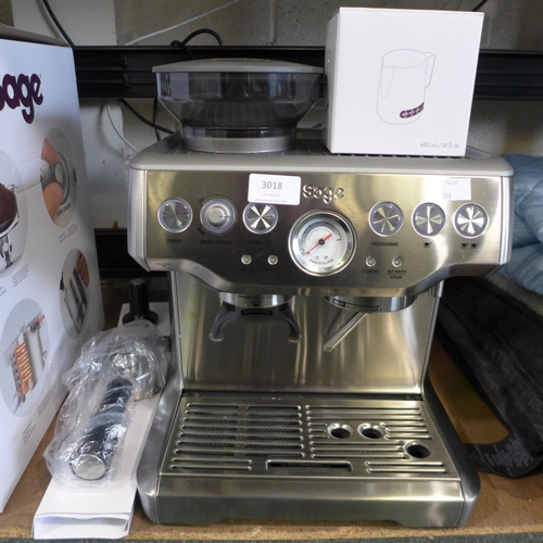 3018 - Sage Pump Coffee Machine, original RRP £449.99 + VAT (290-291) * This lot is subject to VAT