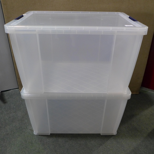 3028 - 2 Banker box 85l containers with lids