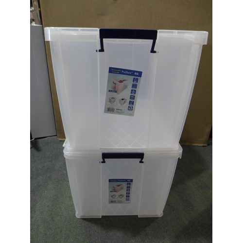 3028 - 2 Banker box 85l containers with lids