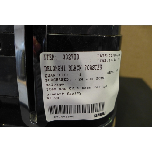 3043 - Delonghi Black Toaster (290-202) * This lot is subject to VAT