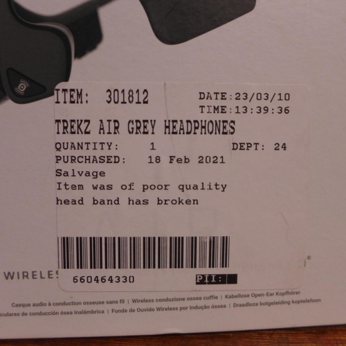 3069 - Trekz Air Bone Conducting Grey Headphones (290-334) * This lot is subject to VAT