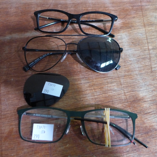 3080 - Dior 0235 2QU 55X17 Black/Khaki Metal Glasses, Prada PR 16W 1-Ab 101 F/F Black Plastic Glasses and N... 