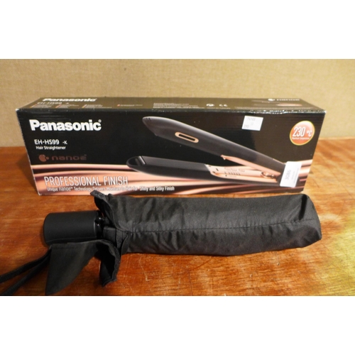 3086 - Panasonic Nanoe Rose Hold Straighteners (model:- EH-HS99) and Shedrain 42 Slim Umbrella (290-294,307... 