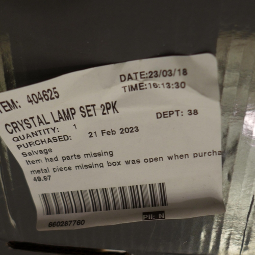 3296 - Julia Crystal Lamp Set (2 Pack) (289-151) * This lot is subject to VAT