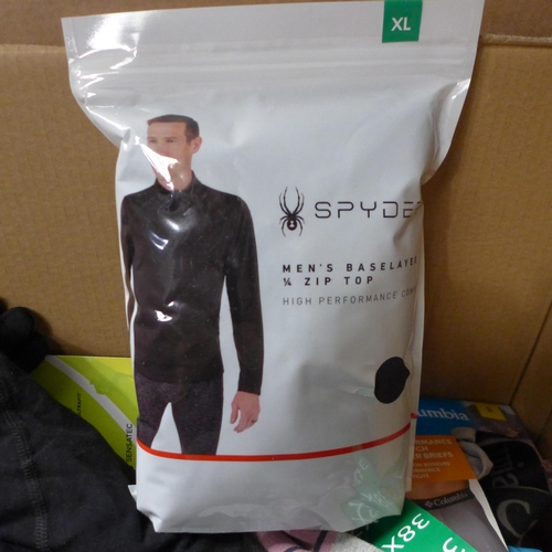 3335 - Box of mixed sized/style underwear/socks/Spyder tops  * This lot is subject to VAT