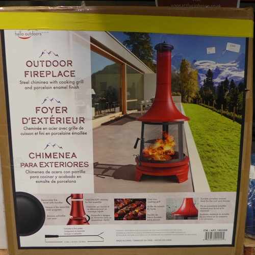 3369 - NWS Red Outdoor Chiminea, original RRP £199.99 + VAT (289-160) * This lot is subject to VAT