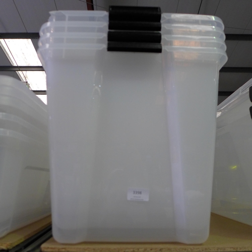 3398 - 4 Plastic storage containers (damaged)