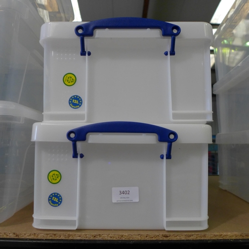 3402 - 2 Really Useful Box 12l storage containers