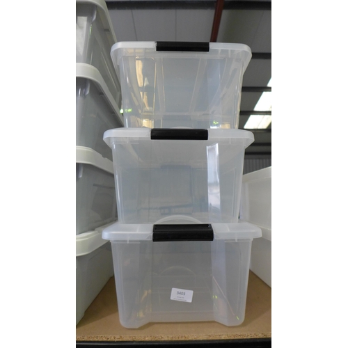 3403 - 3 Plastic storage containers with lids