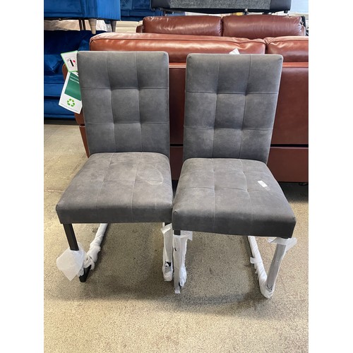 1533 - A pair of Bentley cantilever gun metal dark grey fabric dining chairs