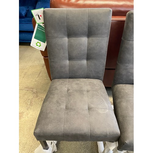 1533 - A pair of Bentley cantilever gun metal dark grey fabric dining chairs