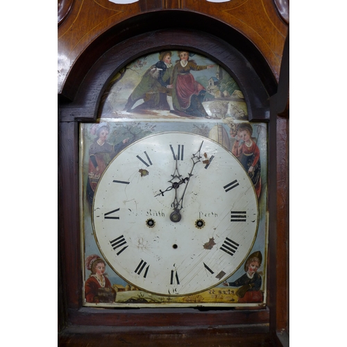 130 - A George III Scottish inlaid mahogany 8-day longcase clock