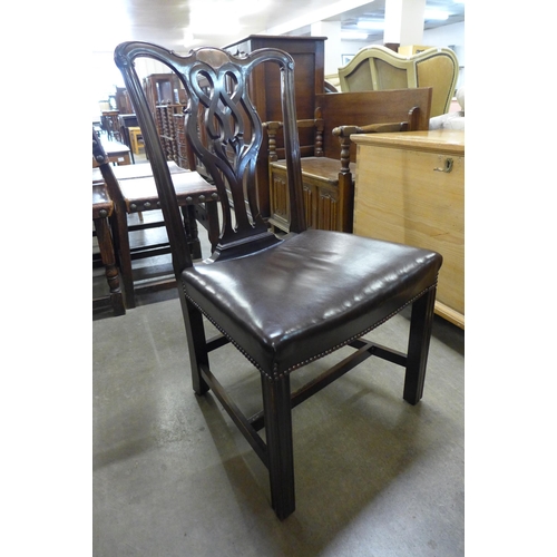 151 - A set of five Chippendale Revival carved mahogany dining chairs