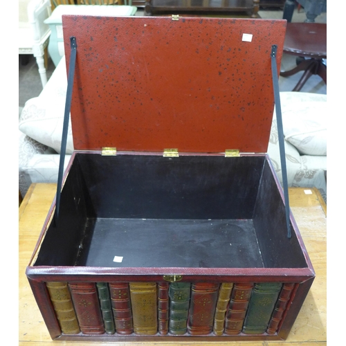 202 - A small leather faux book storage box